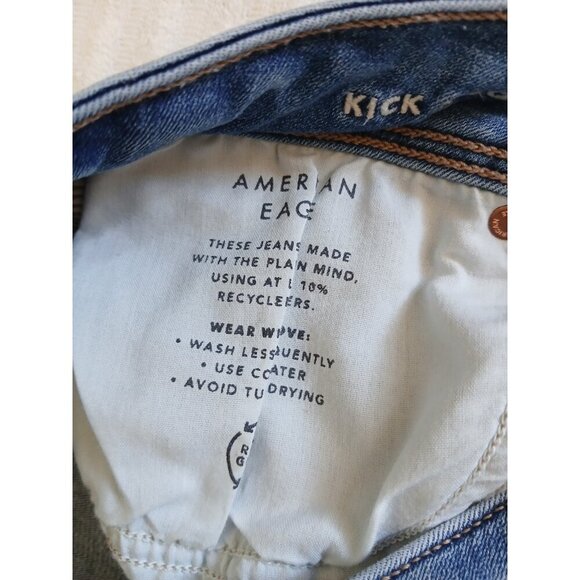 American Eagle Womens Jeans 8 Kick Boot Denim Dark Wash Next Level Stretch - Picture 16 of 16